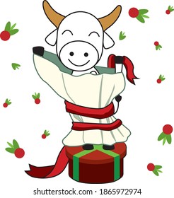 Vectorial Christmas sticker with Santa Claus caw  