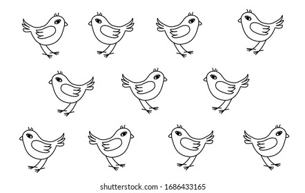 The vectorial collection of pattern black birds