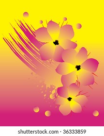 Vectorial composition of flowers on a colourful background
