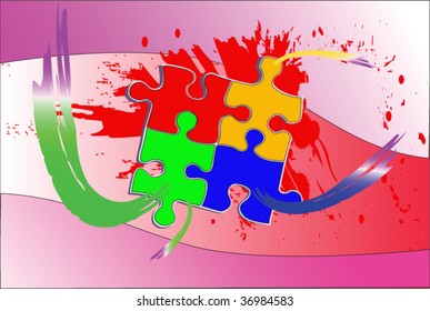 Vectorial composition  on a colourful background