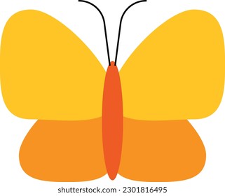 Ilustración vectorial de una mariposa. Pequeña mariposa amarilla.