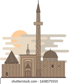 vectorial drawing of kayseri hunat hatun mosque