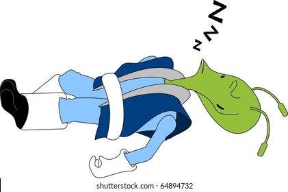 Vectorial drawing of a sleeping alien