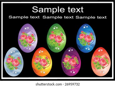 vectorial easter varicoloured eggs with roses