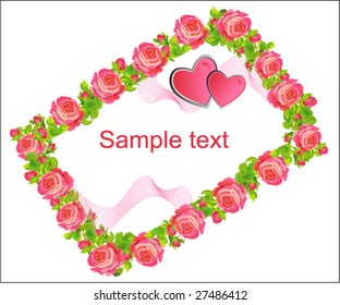 vectorial envelope from roses with hearts