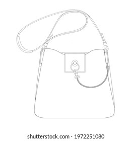 vectorial fashion bag front sketch
