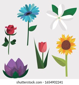 Fleurs vectorielles pour l'illustration ou l'animation.