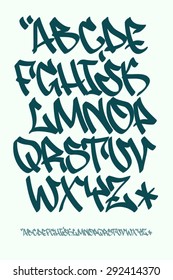 Vectorial font in graffiti hand written style. Capital letters alphabet.