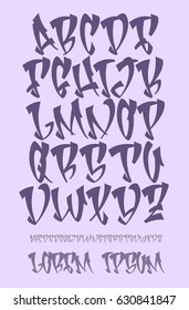 Vectorial font in graffiti hand written style. Capital letters alphabet.