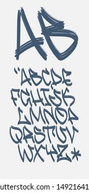 Vectorial font in graffiti marker hand written style. Capital letters alphabet.