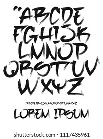 Vectorial font in readable graffiti hand written style. Marker or brush effect. Capital letters alphabet.