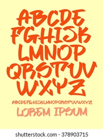 Vectorial font in readable graffiti hand written style. Marker or brush effect. Capital letters alphabet.