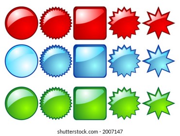 Vectorial glass button with three different colors