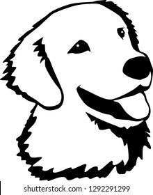 Vectorial golden retriever dog face in black.