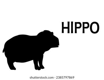 Vectorial hippo silhouette drawing and text