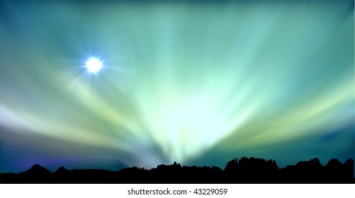vectorial illustration of aurora polaris, EPS-10 format
