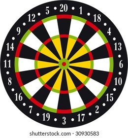 Vectorial illustration of dart board on white background