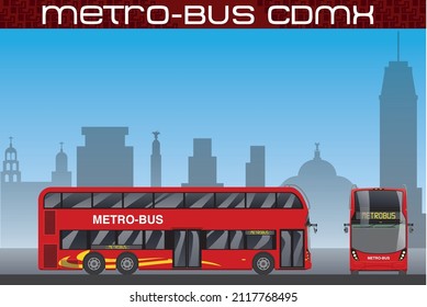 vectorial illustration of a double-deck bus in Mexico City