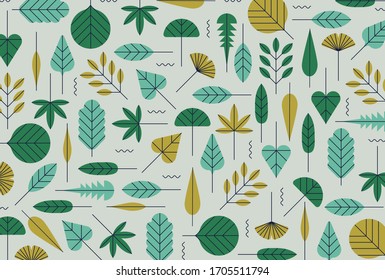 Illustration vectorielle arrière-plan botanique à la feuille à plat