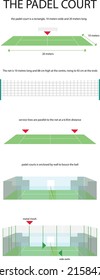 vectorial illustration how to play padel, how the padel court is, padel racket and padel players, 