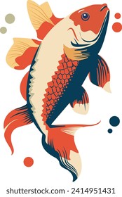 Vektorgrafik eines Koi-Karpfens. Japanischer Goldfisch. bunter Fisch