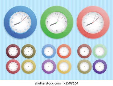 Vectorial illustration of multi-colored hours in style pop art.