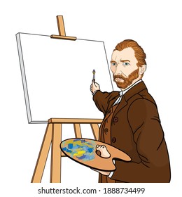 Vectorial illustration of the painter Vincent Van Gogh