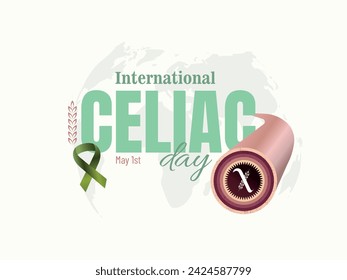 Vectorial illustration with part of small intestine and symbol of wheat crossed out for intolerance.