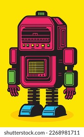vectorial illustration of a retro humanoid robot
