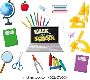 vectorial illustration set with various elements to refer back to school