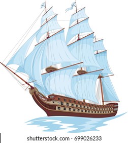 Vectorial image of the ancient wind-driven war-ship