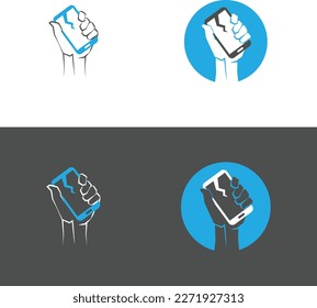 Vectorial image of a broken phone held in hand