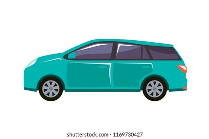 vectorial image of car in blue with tinted windows