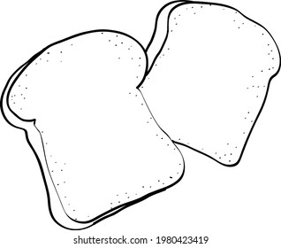 Vectorial, ink, hand draw toast on white background