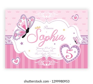 Vectorial Invitation of butterfly princess for party - vector - illustration