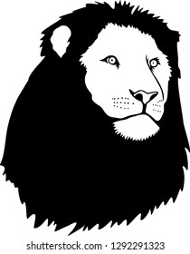 Vectorial lion face in black.