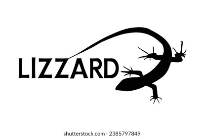 Vectorial lizzard silhouette drawing and text