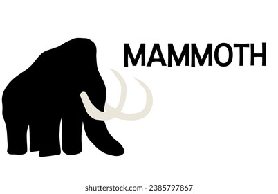 Vectorial mammoth silhouette drawing and text