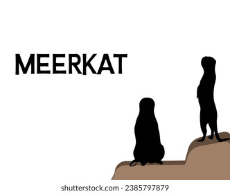 Vectorial meerkat silhouette drawing and text