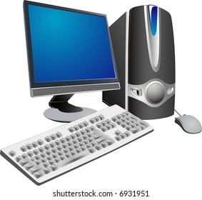 Vectorial Monitor Keyboard Mouse System Block Stock Vector (Royalty ...