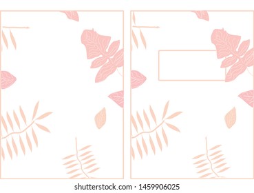 Vectorial notebook cover template with tropical floral decorations.
