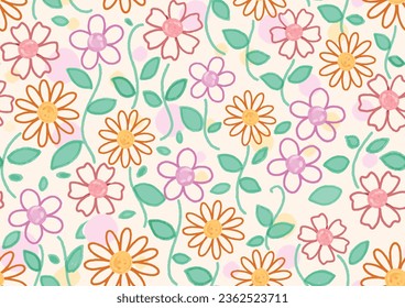 Motif vectoriel de fleurs colorées.