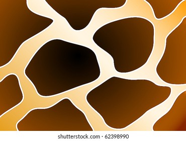 Vectorial pattern of a skin of the African giraffe in gold and brown tones