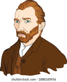 Vectorial portrait illustration of the painter Vincent Van Gogh