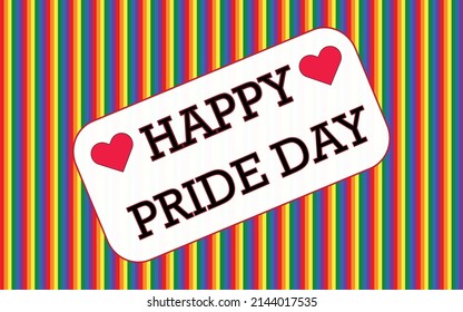 Afiche del vectorial con el lema: "Feliz Día del Orgullo" escrito con los colores de la bandera del orgullo gay.