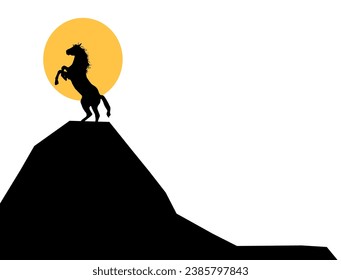 Vectorial prancing horse silhouette drawing