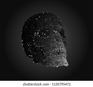 vectorial set of human skulls with square and triangular polygons.