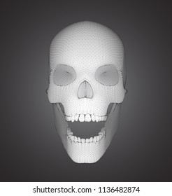 vectorial set of human skulls with square and triangular polygons.