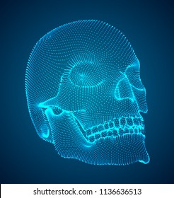 vectorial set of human skulls with square and triangular polygons.