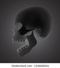 vectorial set of human skulls with square and triangular polygons.